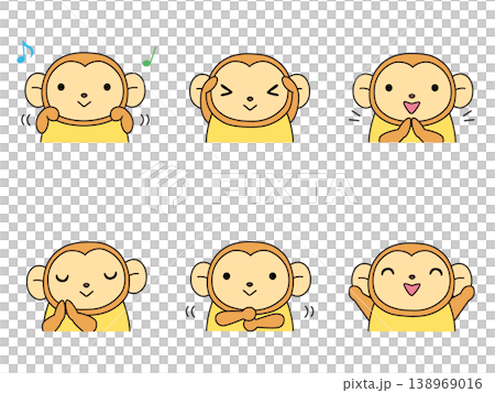 手遊びをするサルのイラストセット 138969016
