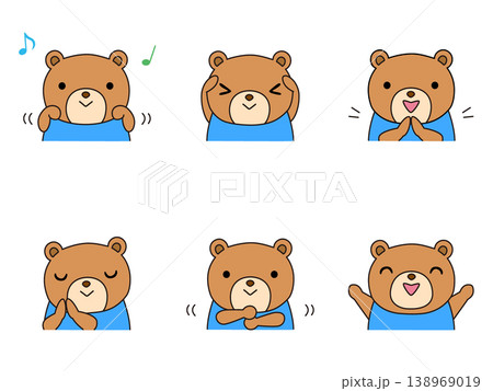 手遊びをするクマのイラストセット 138969019