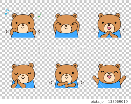 手遊びをするクマのイラストセット 138969019