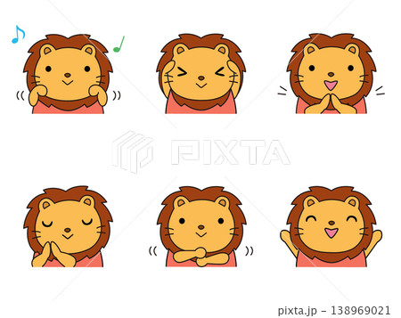 手遊びをするライオンのイラストセット 138969021