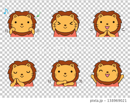 手遊びをするライオンのイラストセット 138969021