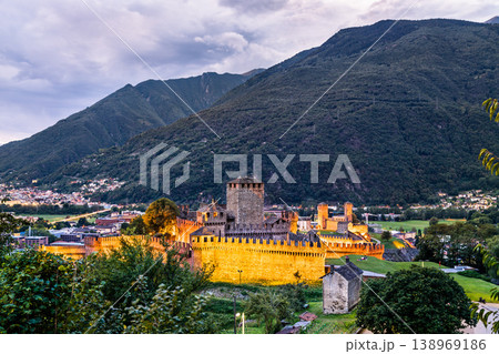 Montebello and Castelgrande Castles in Bellinzona, Switzerland Montebello and Castelgrande Castles in Bellinzona, Switzerland 138969186
