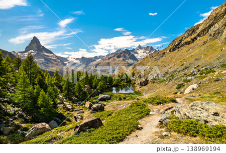 The Matterhorn mountain from a panoramic trail near Zermatt in Switzerland 138969194