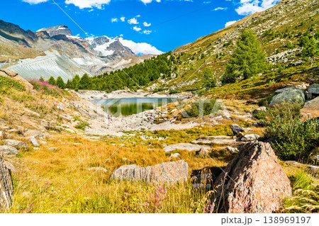 Grunsee lake near Zermatt in Switzerland Grunsee lake near Zermatt in Switzerland 138969197