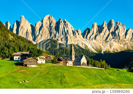 Chruch of Santa Maddalena at the Dolomites in Italy Chruch of Santa Maddalena at the Dolomites in Italy 138969200