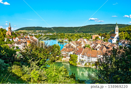 Laufenburg at the Rhine River in Switzerland and Germany 138969220