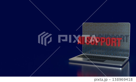 Futuristic Laptop Displaying AI Support Concept Technology Interface 3d render. Futuristic Laptop Displaying AI Support Concept Technology Interface 3d render. 138969418