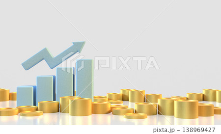 Financial Growth Concept With Rising Bar Chart And Gold Coins 3d render. Financial Growth Concept With Rising Bar Chart And Gold Coins 3d render. 138969427