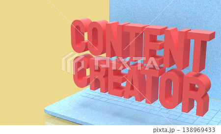 Creative Content Creator Concept Displayed On Modern Laptop Screen 3d render. 138969433