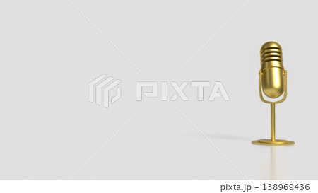 Golden Vintage Microphone Isolated On Minimal Background For Audio Concept 3d render. 138969436