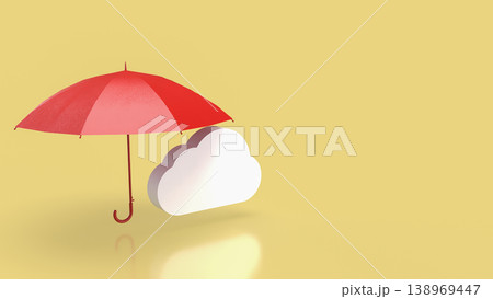 Cloud Data Protection Concept With Red Umbrella Security Symbol 3d render. Cloud Data Protection Concept With Red Umbrella Security Symbol 3d render. 138969447