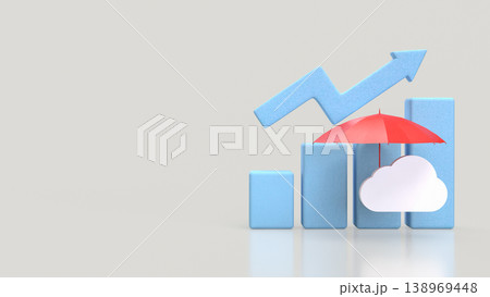Business Growth Protection Concept With Umbrella And Cloud Security 3d render. 138969448