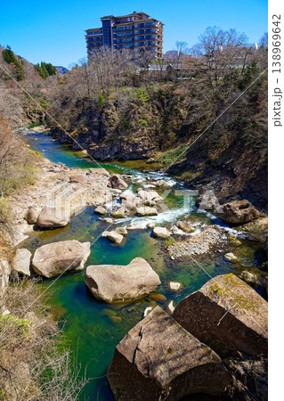 名取川の渓流とホテル瑞鳳　磊々峡　秋保温泉 138969642