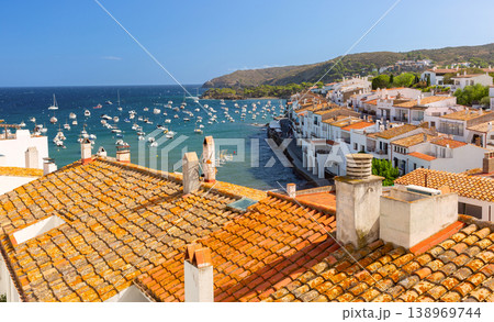 Bay with white houses and boats in Cadaques, Catalonia, Spain Bay with white houses and boats in Cadaques, Catalonia, Spain 138969744