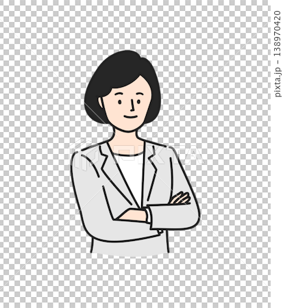 腕組みをするスーツの若い女性 腕組みをするスーツの若い女性 138970420