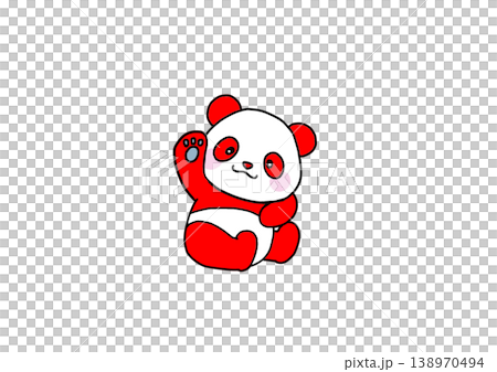 A red panda facing forward and waving A red panda facing forward and waving 138970494