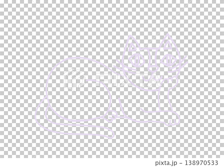 一隻貓躺著，下巴擱在爪子上。 138970533