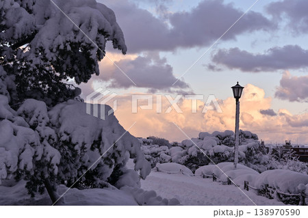 雪景色が美しい兼六園 138970590