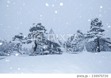 雪景色が美しい兼六園 138970720