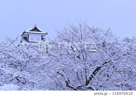 雪景色が美しい金沢城公園 138970819