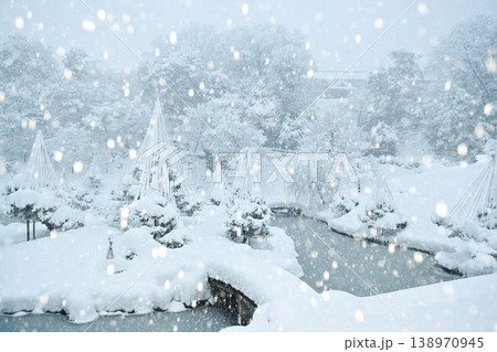 雪が降る美しい金沢城玉泉院丸庭園 雪が降る美しい金沢城玉泉院丸庭園 138970945