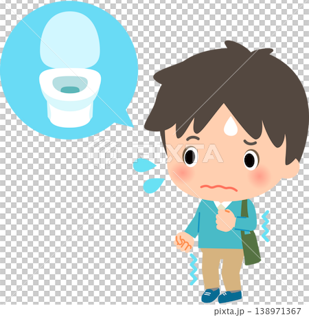 外出中にトイレに行きたくなって焦っている男性 138971367