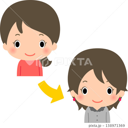 髪型と服装をイメージチェンジした女性 138971369