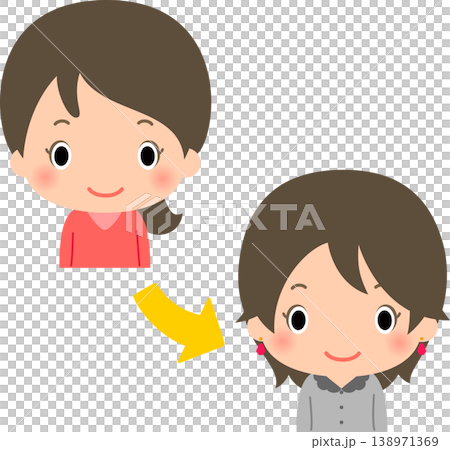 髪型と服装をイメージチェンジした女性 138971369