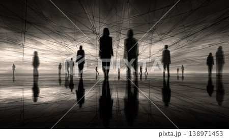 Silhouettes of diverse people connecting in a global network Silhouettes of diverse people connecting in a global network 138971453