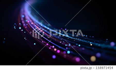 Fiber optic network transferring data across digital space 138971454