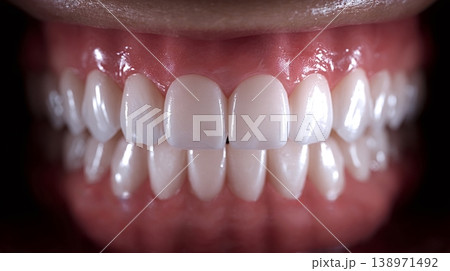 Close up showing complete set of healthy white teeth 138971492