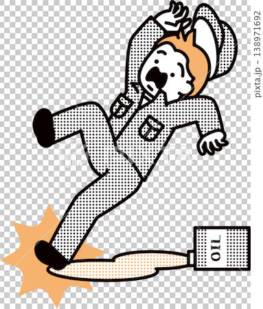 こぼれたオイルに滑って転びそうになる作業員 138971692