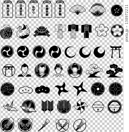 Japanese-style icon material set Japanese-style icon material set 138972211