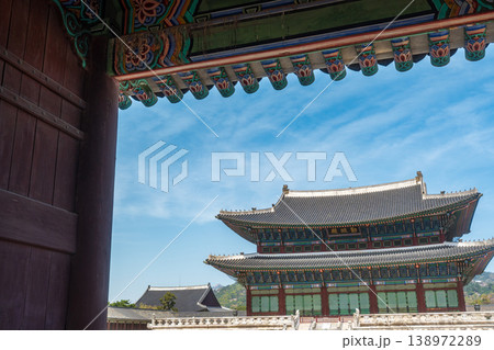 Seoul, South Korea - Apr. 12, 2026 : Geunjeongjeon Hall, the main throne hall of Gyeongbokgung Palace in Seoul, South Korea Seoul, South Korea - Apr. 12, 2026 : Geunjeongjeon Hall, the main throne hall of Gyeongbokgung Palace in Seoul, South Korea 138972289