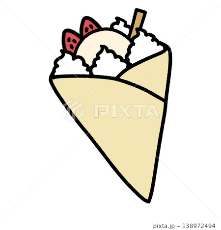 バニラアイス　苺クレープ 138972494