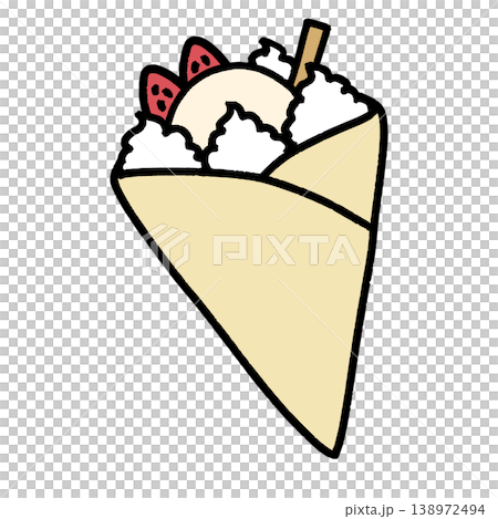 バニラアイス　苺クレープ 138972494