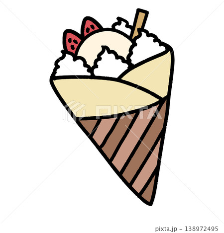 バニラアイス　苺クレープ 138972495