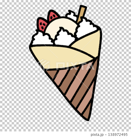 バニラアイス　苺クレープ 138972495