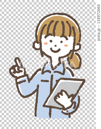 一幅女工進行指點和呼叫檢查的插圖。 138972668