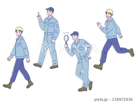 作業着を着た男性セット アニメタッチ 作業着を着た男性セット アニメタッチ 138972836