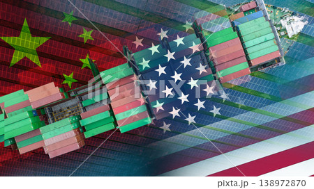 US imposes tariffs on solar panels from China. Renewable energy policy. US solar panel tariffs target Chinese imports. Geopolitical trade impacts in global green energy industry. US tariff policy. US imposes tariffs on solar panels from China. Renewable energy policy. US solar panel tariffs target Chinese imports. Geopolitical trade impacts in global green energy industry. US tariff policy. 138972870