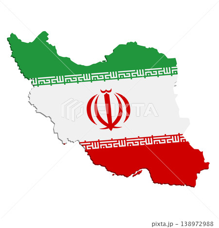 Map of Iran with inside flag Vector Image 3D effect 138972988