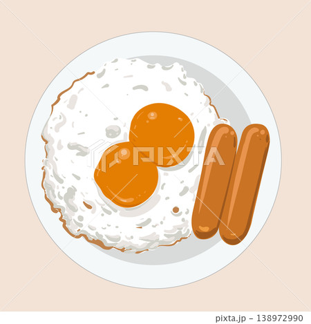 Fried Eggs and Sausages Illustration Fried Eggs and Sausages Illustration 138972990