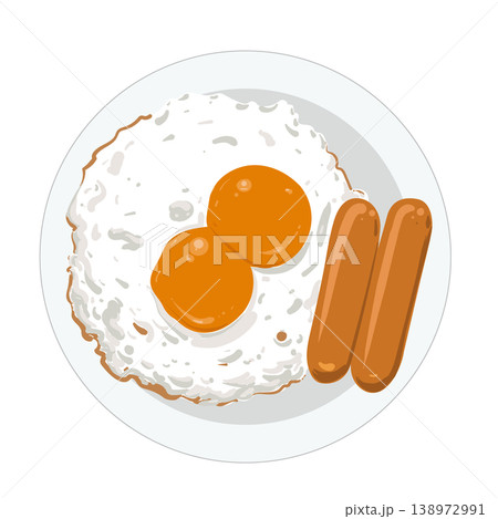 Fried Eggs and Sausages Illustration 138972991