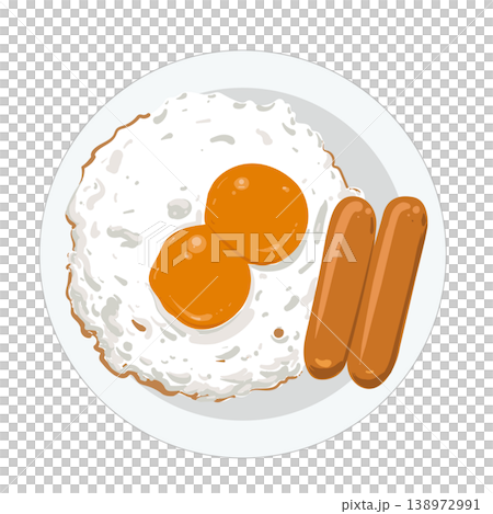 Fried Eggs and Sausages Illustration 138972991