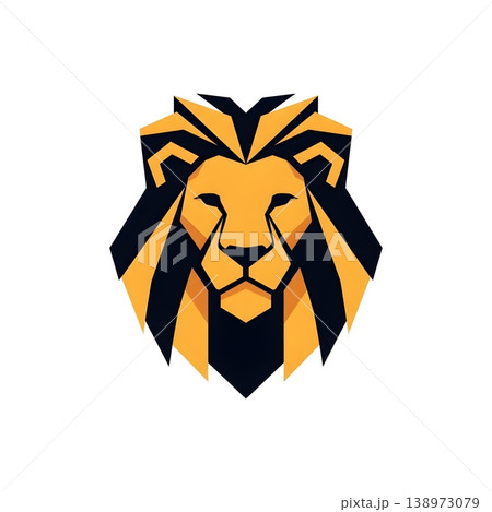 Bold Geometric Lion Head Wildlife Animal Symbol 138973079
