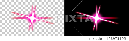 Pink starburst light effect on transparent and black backgrounds 138973196