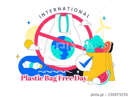 International Plastic Bag Free Day Illustration Eco Friendly Campaign Concept With Reusable Bags Recycling Symbols And Zero Waste Lifestyle Design International Plastic Bag Free Day Illustration Eco Friendly Campaign Concept With Reusable Bags Recycling Symbols And Zero Waste Lifestyle Design 138973250