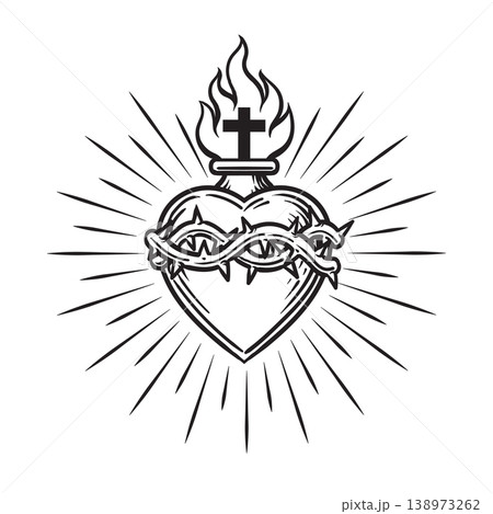flaming sacred heart with a burst 3 138973262