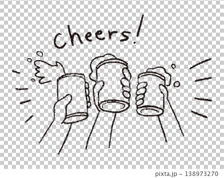 多人舉杯祝酒的插畫線稿 138973270